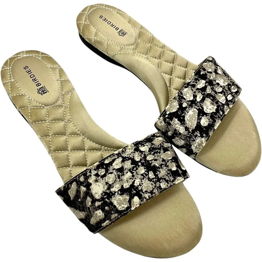 Birdies Women Slide Sandals The Sparrow Size US 6.5 Champagne Gold Silver Shadow - Picture 2 of 7